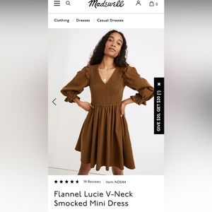 Madewell Lucie V neck Flannel Dress - size medium